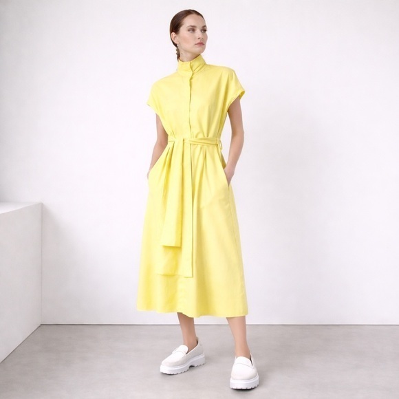 Sofie D'Hoore Dresses & Skirts - Sofie d’hoore yellow belted shirt dress